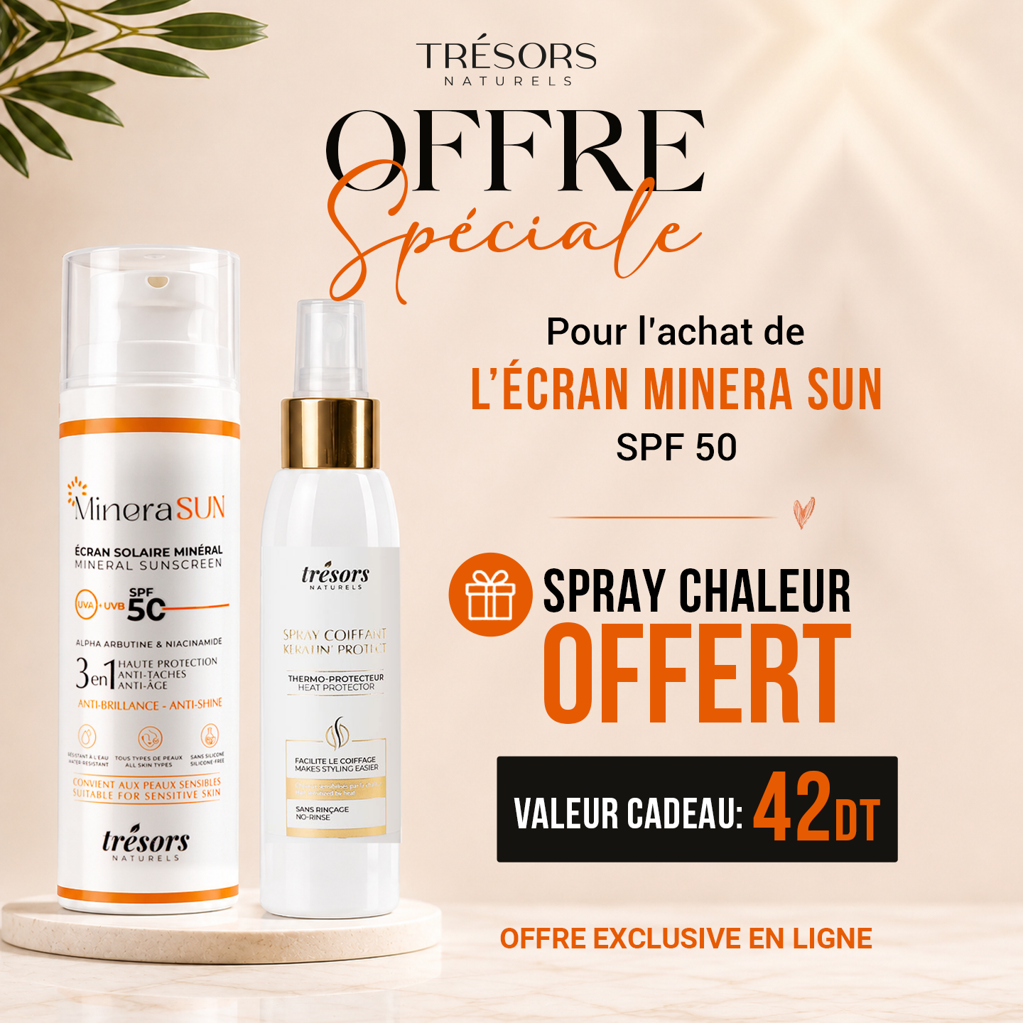 OFFRE ÉTÉ SUBLIME : Écran Solaire Minéral invisible+ Spray Coiffant Keratin Protect OFFERT